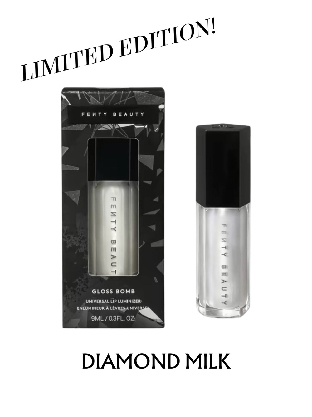FENTY BEAUTY Gloss Bomb Lip Luminizer in Diamond Milk - .30 oz NIB LIMITED ED.